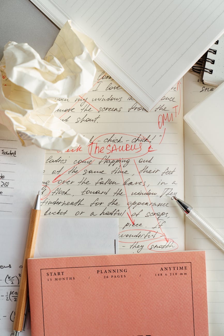 corrections on a paragraph written on a paper