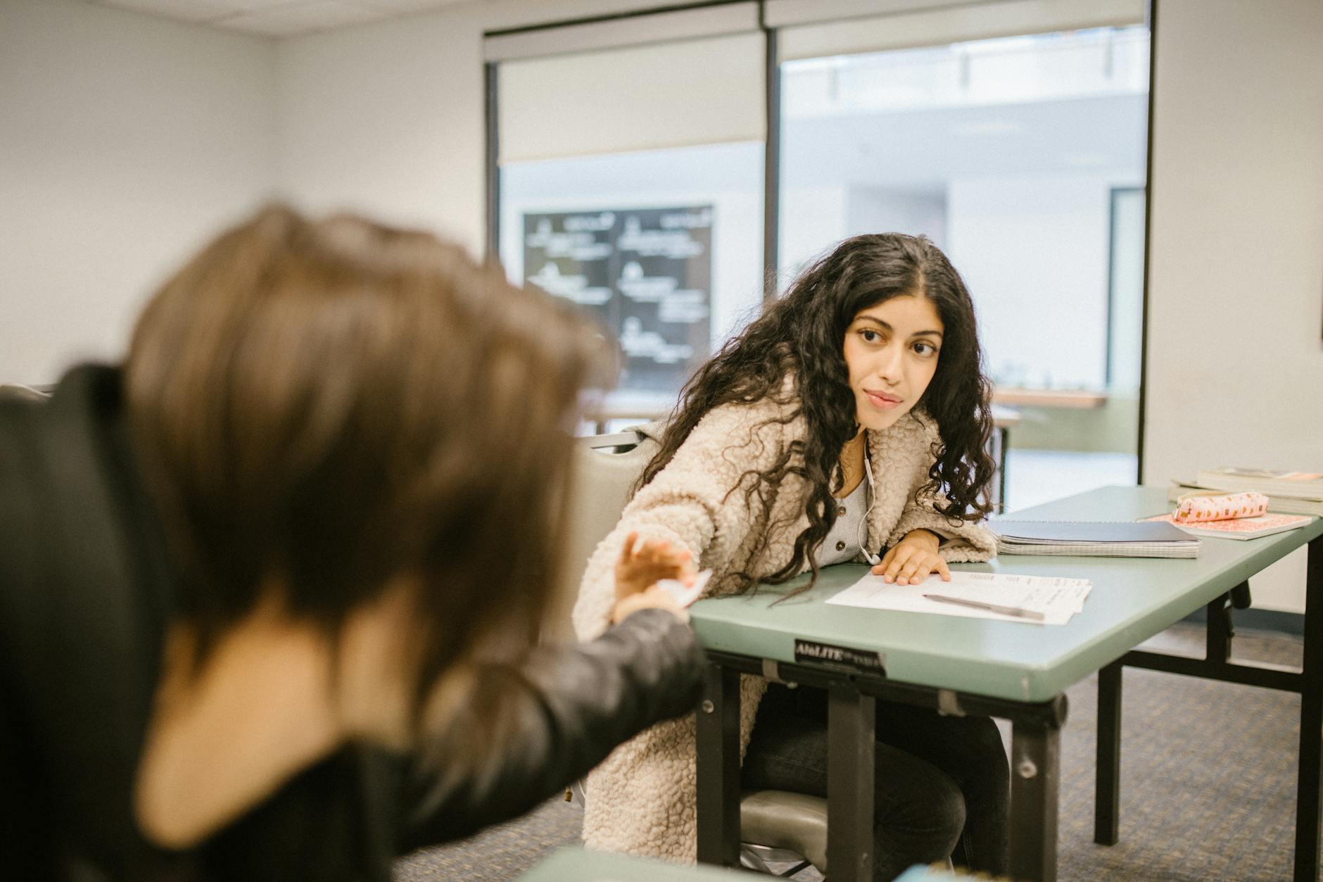 students cheating during an exam